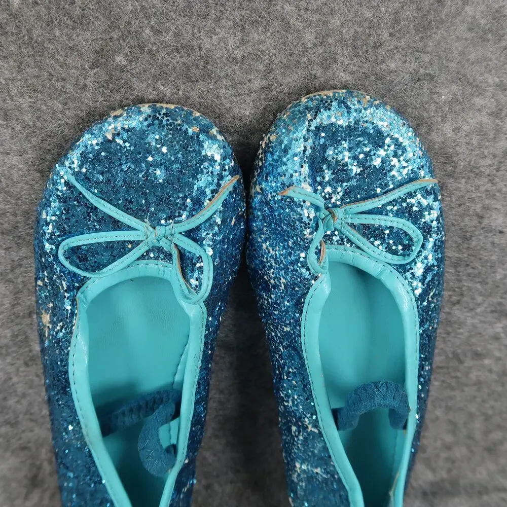 Chasing Fireflies Shoes Kids 2 Ballet Flats Elastic Strap Slip On Blue Glitter